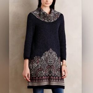 Anthropologie Women's Cowl Neck Sweater in Navy and Burgundy